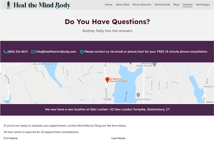 Heal the Mind Body website